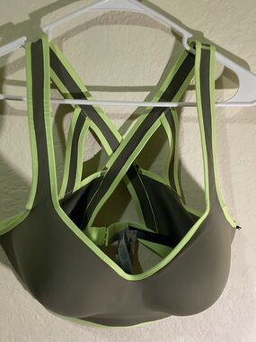 Victoria's Secret Olive Green Sports Bra with Lime Trim